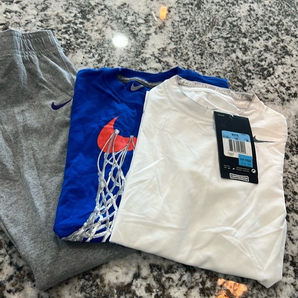 Nike Girls Boys Medium Track Sweat Pants Shirts Dri-fit Just Do It NWT Bundle - Picture 1 of 6